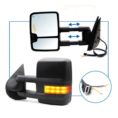 Espejos retrovisores de remolque para Chevy Silverado Sierra 3500 2500 2007-13 señal térmica eléctrica Foto 1 de 4