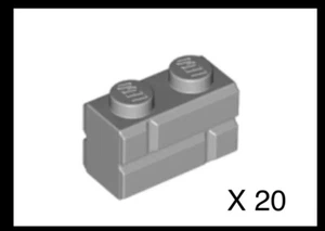 20 x NEU LEGO Teile 98283 Med Steingrau Ziegel, modifiziert 1 x 2 Mauerwerksprofil - Bild 1 von 4