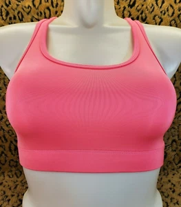 Champion Womens Size L Sport Bra Pink Wireless Unlined Logo Print Racerback Gym - Picture 1 of 9