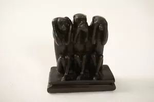 3 scimmie non sentono il male vedere non parlare male non parlare male (B3R-M3/JSF6) legno scuro intagliato - Foto 1 di 7