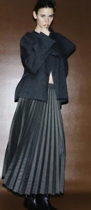 Zara Women's ZW Collection Pleated Midi Skirt Dark Gray Size M-L Run Big NWT #25 - Picture 1 of 6