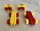 Lego Duplo Vintage 4pc Car Launcher Push Button Racer Train Base Yellow Red