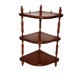 Vintage Wood Spindle Corner Hanging Standing 3 Tier Wood Curio Shelf 20” - Picture 1 of 2