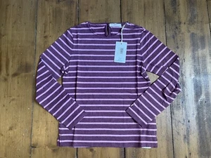 BNWT FATFACE Girls NEW Purple Striped Jersey Long Sleeve Top Age 7-8 Years - Picture 1 of 4