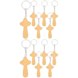 2 PCS Wooden Cross Key Ring Miss Lovers Keyring Keychains for Backpacks - Zdjęcie 1 z 12