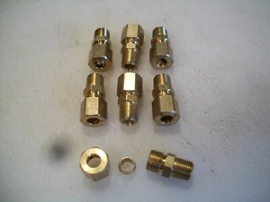 7 Strait Brass Fittings 3/8" X 1/4" Compression, NOS - Picture 1 of 1