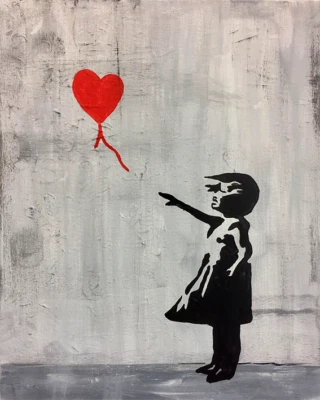 STRETCHED PRINTS ON CANVAS BANKSY GIRL BALLOON URBAN HOPE DECOR  ART FRAMED HOME - image 1 of 3