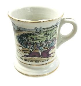 RACE OF THE CENTURY Horse Racing Mustache Mug Porcelain Coffee Cup - Picture 1 of 5
