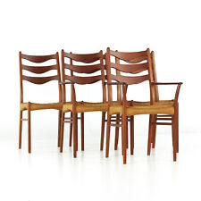 Arne Wahl Iversen GS90 Mid Century Danish Teak Dining Chairs with Rope Seats - S