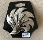 Trifari Signed Large Pin Brooch Silver Tone Brushed Round Tree Estate Brooch