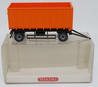 WIKING 1/87 Rimorchio Arancione Anhänger Per Meiller Abrolkipper Actros # - Immagine 1 di 4