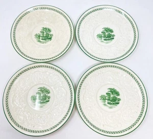 WEDGWOOD PATRICIAN Torbay Green Transferware  6"  Saucer Set of 4 - Picture 1 of 11