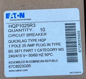Gran Lote 800 Eaton 1 Pole Breaker HQP1025R3, enchufe quicklag tipo 240/415VAC - Imagen 1 de 5