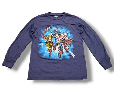 Marvel Boys Size 10/12 Graphic T-Shirt Heather Navy Blue  - Image 1 of 4