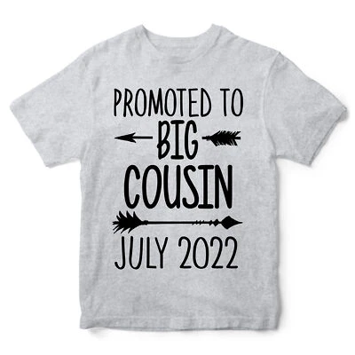 THE CLOTHING SHED Promoted to Big Cousin T Shirt Personalised Baby Announcement Custom Date Mon...