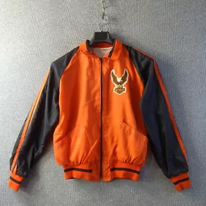 Giacca vintage Harley Davidson da uomo L-XL arancione nera moto 3D patch aquila - Foto 1 di 18
