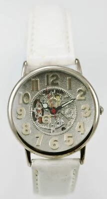 Futura Unisex Watch Skeleton Silver Stainless Water Resist Leather White Quartz - Image 1 of 3