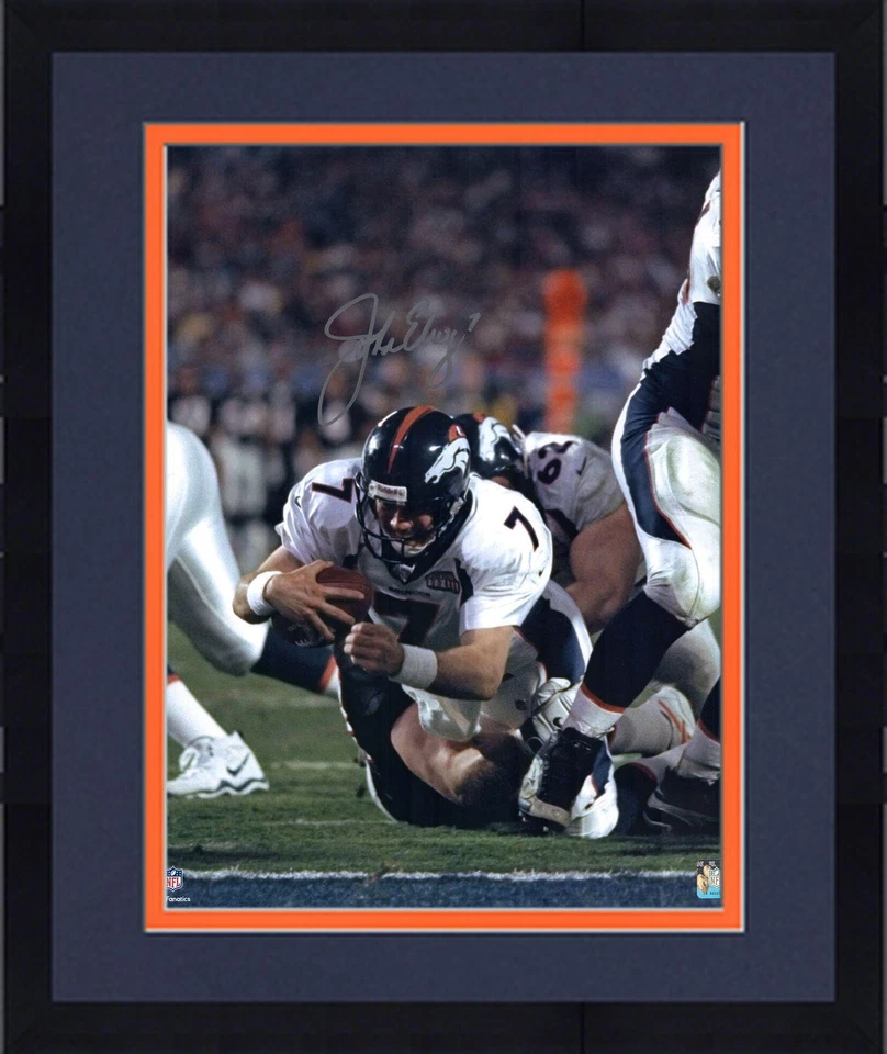 Fotografía de buceo autografiada por John Elway Denver Broncos de 16" x 20" enmarcada Foto 1 de 1