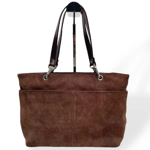 Ralph Lauren Suede Handbag Brown Shoulder Tote Used 20x34cm - Picture 1 of 10