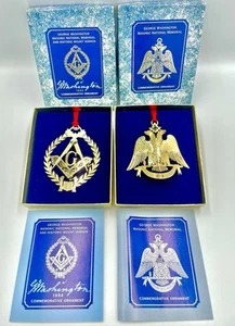 George Washington Masonic 1994 & 1995 Commemorative Gold Christmas Symbols - Picture 1 of 3