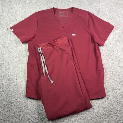 Figs Chisec 3 Pocket Scrub Top & Pants Set Mens Large Tall (32x33) Burgundy - Image 1 of 4