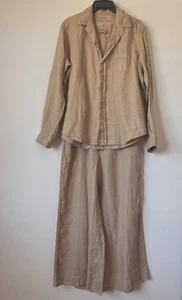 Nuevo conjunto de 2 piezas de camisa/pantalones cortos de lino Frank & Eileen con botones talla M $478 - Imagen 1 de 14