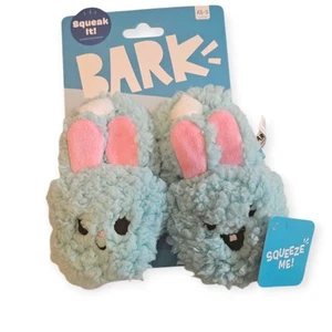 BARK Interactive Crinkle Squeaky Fetch Blue Bunny Slippers Plush Dog Toy Set NEW - Picture 1 of 7