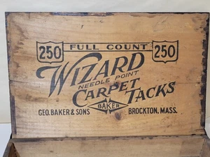 Zauberer Teppich Heftkasten 1880-1920 Nägel Antik Baumarkt Vitrine Kiste - Bild 1 von 12