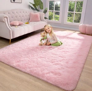Fluffy Pink Area Rugs for Bedroom Girls Room, 4x5.3 Cute Shag Room Rugs Nurse... - Picture 1 of 7