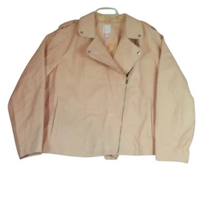 LC Lauren Conrad Moto Biker Jacket Womens 2X Pink Faux Suede Full Zip NWT - Picture 1 of 7