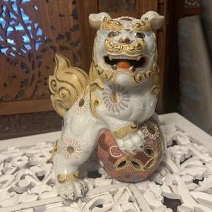 Estatuilla de porcelana japonesa Kutani de colección Foo Dog figura de 9 pulgadas de alto estatua - Imagen 1 de 9