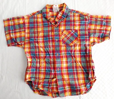 Hanna Andersson Button Shirt Button Down Collar Short Slv Multi Plaid 5 #15464 - Image 1 of 3