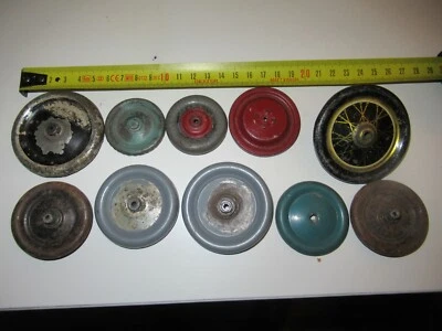 10 ROUES tôle demie coquille  de jouet ANCIEN  cij cr jep carette  - Photo 1/4