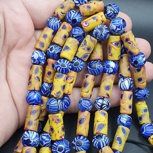 AA Vintage Antique African Gabri Style Eyes Beads 24 Inch Long Strand - Picture 1 of 10