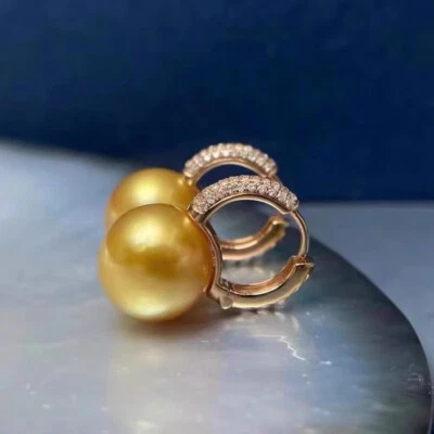 Precioso pendiente colgante de perlas de oro redondo mar sur 10-11 mm 925s(t) Foto 1 de 3