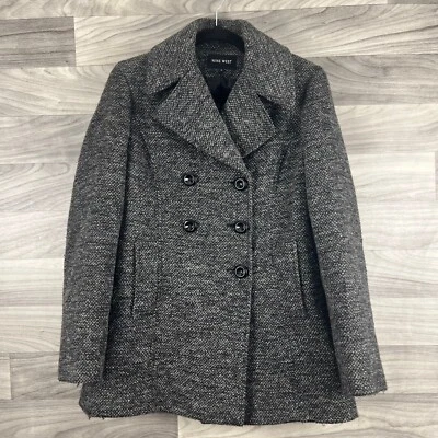 Casaco feminino Nine West 4 cinza peito duplo mistura de lã forrado carreira feminina - Imagem 1 de 4