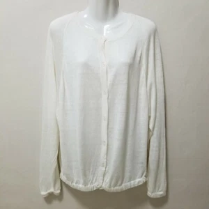 Lafayette 148 Women Sweater Top Cardigan Linen Crewneck Button Up Cream S Dolman - Picture 1 of 12