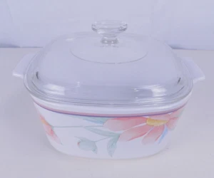 3 Liter Corning Ware Peony Casserole Dish A-3-B Handles with Lid (Pyrex A9C) - Picture 1 of 5