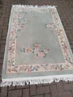 Large 6x4ft Chinese Aubusson Style Wool RUG CARPET Pale Blue-green Floral