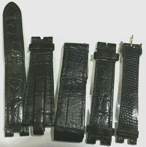 GENUINE CARTIER WATCH LEATHER STRAPS USED 14-23MM 4 BLACK 1 DARK BLUE SINGLES - Picture 1 of 3