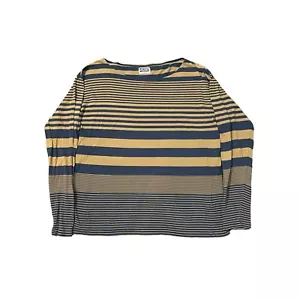 Mtwtfss Weekday Womens Long Sleeve Striped Top Size Large Blue Brown - Picture 1 of 6