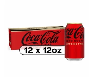 Coca-Cola ZERO Sugar ZERO Caffeine Soda Pop COKE (1) 12 Pack of 12 oz Cans - Picture 1 of 2