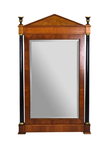 Baker Neoclassical French Empire Biedermeier Wall Mirror Pillars Exotic Woods Cover