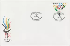 Olympic Fire Beijing Peking China Triangle Stamp Aland Finland Mint FDC 2008 - Picture 1 of 1