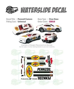 Calcomanías de tobogán acuático CB 018# BASE CLARA PENNZOIL CAMARO para fundición a presión personalizada 1:64 - Imagen 1 de 4