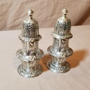 SILVER PLATED CORBELL & Co. SALT PEPPER SHAKER SET Empire Company Japan Shakers - Picture 1 of 10