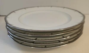 LIMOGES DRB FRANCE Luncheon Plates Set of 4 Silver Rimmed 8.5" - Picture 1 of 9