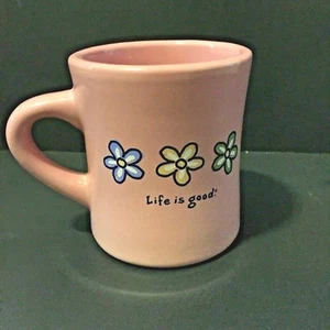 Life is Good rosa mit Blumen Kaffeetasse "Do what you like, like what you do" - Bild 1 von 5