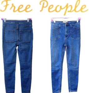 Free People Jeans High Waist Skinny Patch Pockets High Rise Stretch Sz 27W 27L - Picture 1 of 9