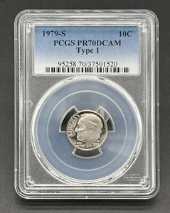 American 10C 1979-S Graded Roosevelt Type-1 Deep Cameo Proof PCGS PR70DCAM - Bild 1 von 2